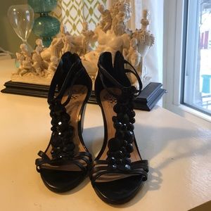 Black jeweled Vince Camuto sandals 9.5